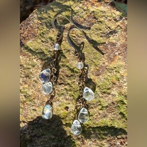 Aquamarine & Crystal Drop Earrings